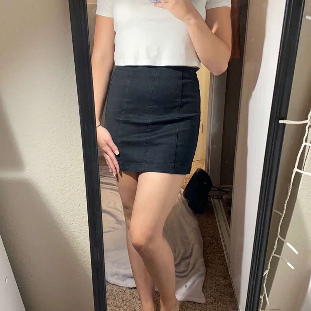 Black denim skirt